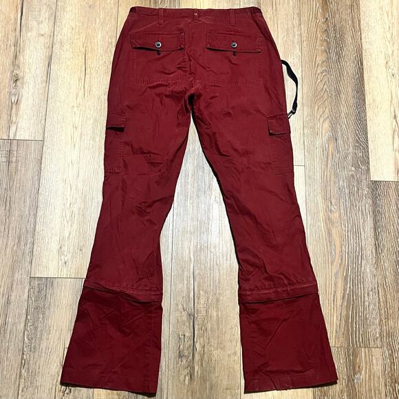 Vtg Abercrombie Fitch Convertible Cargo Pants Womens 6 Low Rise Red Flare 90s - Picture 6 of 11